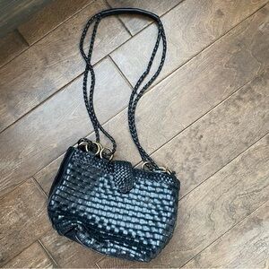 Vintage Black woven crossbody purse bags by warren reed